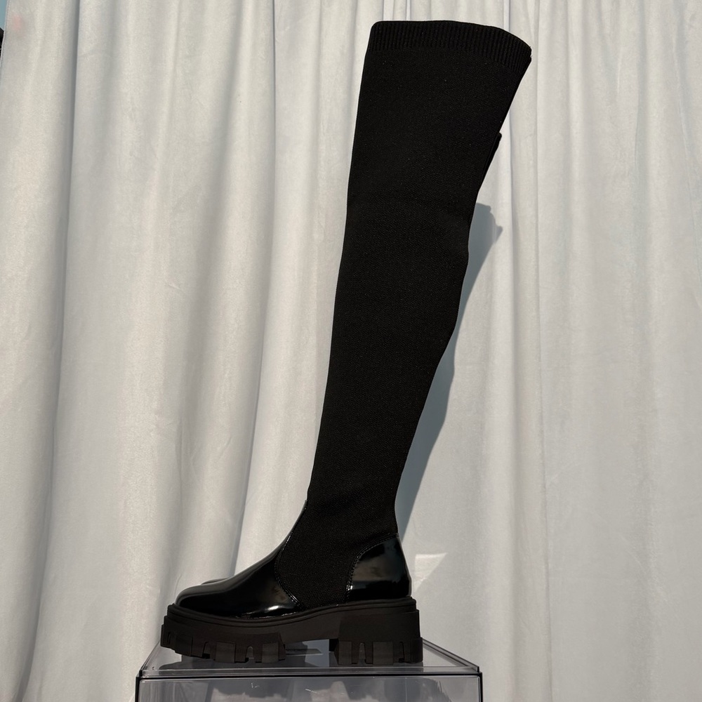 Kimmy Black Over-the-Knee Chunky Platform Boot